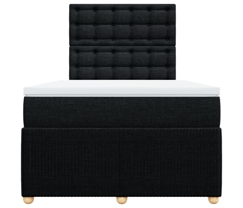 Cama box spring con colchón tela negro 120x190 cm