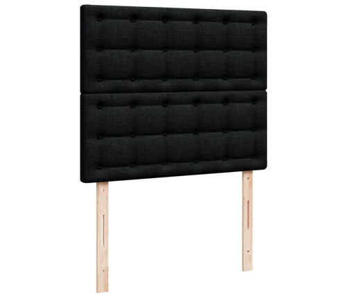 Cama box spring con colchón tela negro 120x190 cm