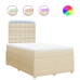 Cama box spring con colchón tela color crema 120x190 cm