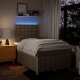 Cama box spring con colchón tela color crema 120x190 cm