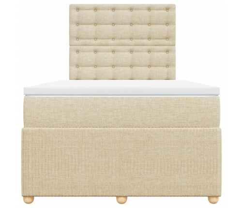 Cama box spring con colchón tela color crema 120x190 cm