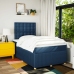 Cama box spring con colchón tela azul 120x190 cm