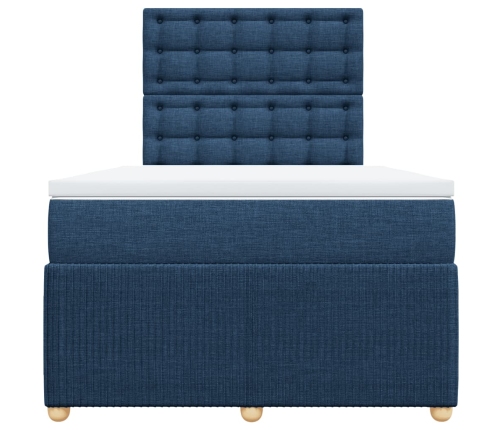 Cama box spring con colchón tela azul 120x190 cm