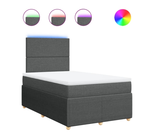 Cama box spring con colchón tela gris oscuro 120x200 cm