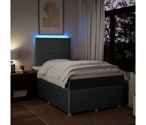 Cama box spring con colchón tela gris oscuro 120x200 cm