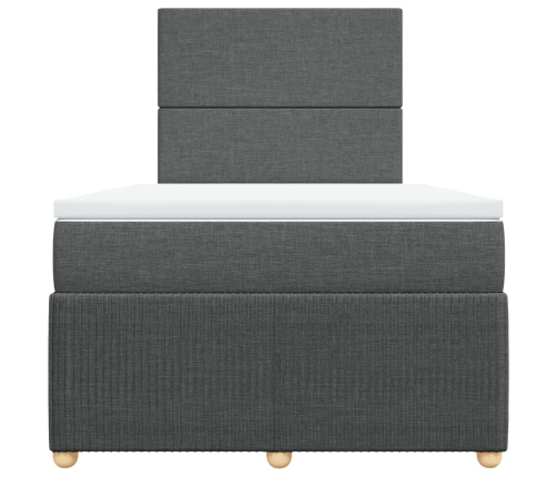 Cama box spring con colchón tela gris oscuro 120x200 cm