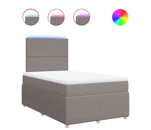 Cama box spring con colchón tela gris taupe 120x200 cm