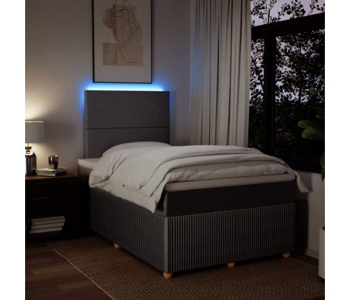 Cama box spring con colchón tela gris taupe 120x200 cm
