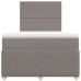Cama box spring con colchón tela gris taupe 120x200 cm
