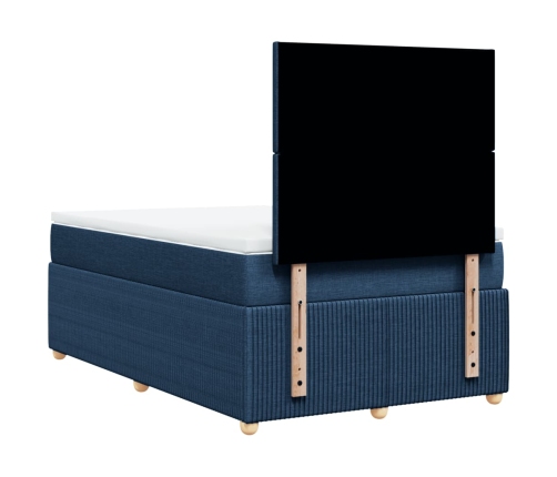 Cama box spring con colchón tela azul 120x200 cm