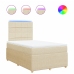 Cama box spring con colchón tela color crema 120x200 cm