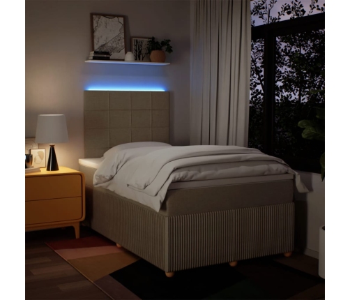 Cama box spring con colchón tela color crema 120x200 cm