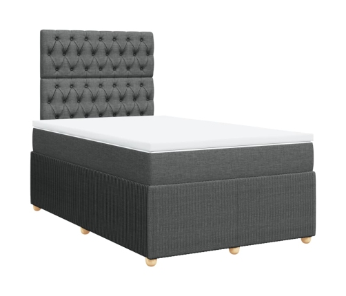 Cama box spring con colchón tela gris oscuro 120x200 cm