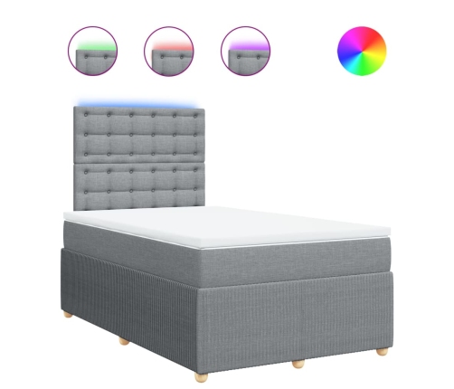 Cama box spring con colchón tela gris claro 120x200 cm