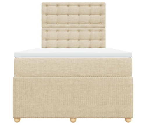 Cama box spring con colchón tela color crema 120x200 cm