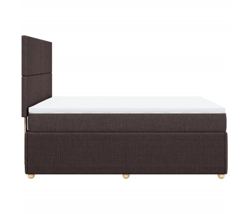 Cama box spring con colchón tela marrón oscuro 140x190 cm