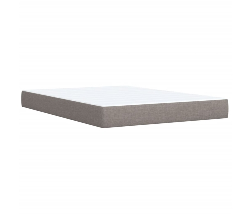 Cama box spring con colchón tela gris taupe 140x190 cm