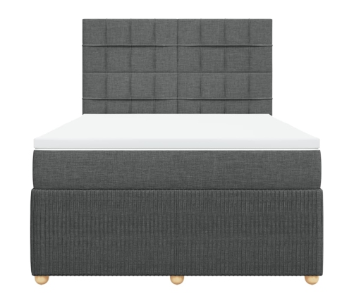 Cama box spring con colchón tela gris oscuro 140x190 cm