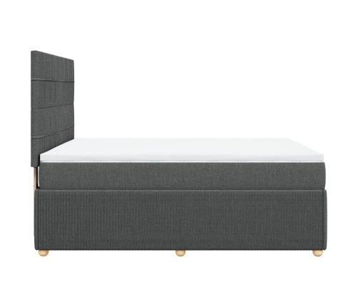 Cama box spring con colchón tela gris oscuro 140x190 cm