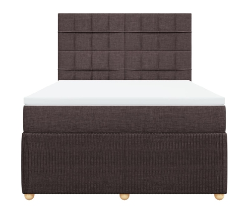 Cama box spring con colchón tela marrón oscuro 140x190 cm