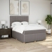 Cama box spring con colchón tela gris taupe 140x190 cm