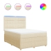 Cama box spring con colchón tela color crema 140x190 cm