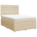 Cama box spring con colchón tela color crema 140x190 cm