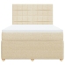 Cama box spring con colchón tela color crema 140x190 cm