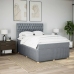 Cama box spring con colchón tela gris claro 140x190 cm