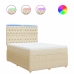 Cama box spring con colchón tela color crema 140x190 cm