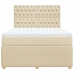 Cama box spring con colchón tela color crema 140x190 cm