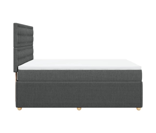 Cama box spring con colchón tela gris oscuro 140x190 cm