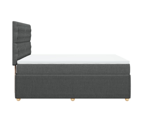 Cama box spring con colchón tela gris oscuro 140x200 cm