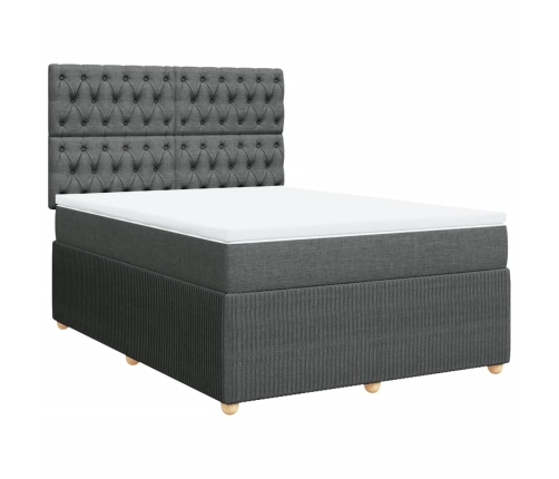 Cama box spring con colchón tela gris oscuro 160x200 cm