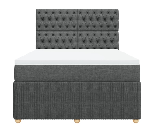 Cama box spring con colchón tela gris oscuro 160x200 cm