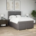 Cama box spring con colchón tela gris taupe 160x200 cm