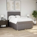 Cama box spring con colchón tela gris taupe 160x200 cm