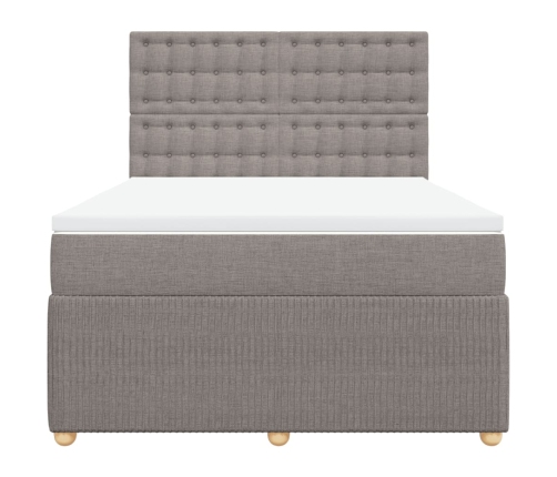 Cama box spring con colchón tela gris taupe 160x200 cm
