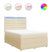 Cama box spring con colchón tela color crema 160x200 cm