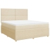Cama box spring con colchón tela color crema 180x200 cm