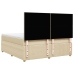 Cama box spring con colchón tela color crema 180x200 cm