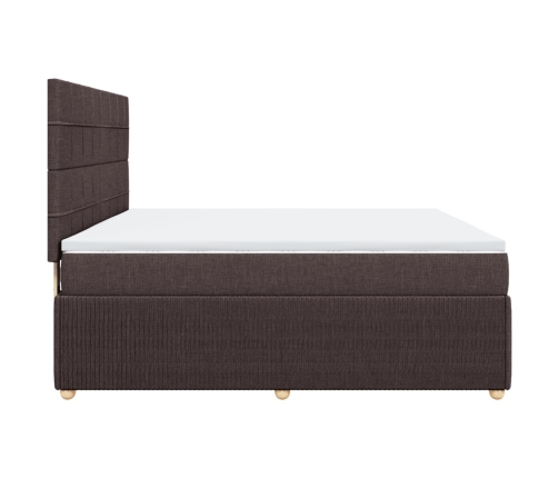 Cama box spring con colchón tela marrón oscuro 180x200 cm