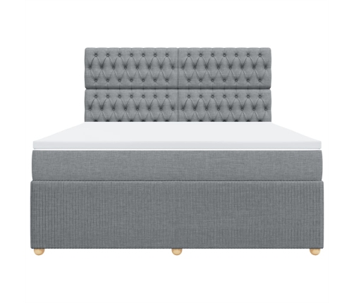 Cama box spring con colchón tela gris claro 180x200 cm