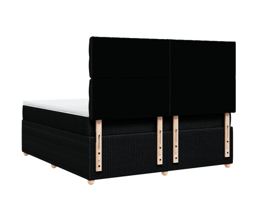 Cama box spring con colchón tela negro 180x200 cm