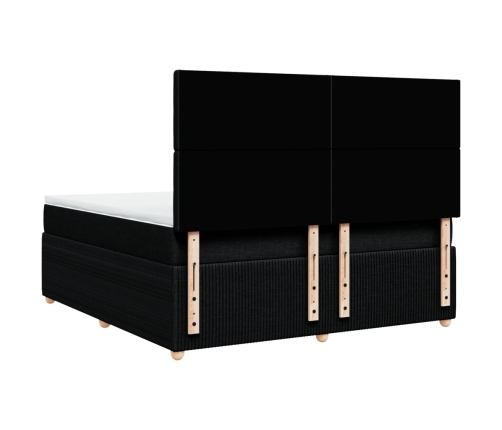 Cama box spring con colchón tela negro 180x200 cm