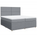 Cama box spring con colchón tela gris claro 200x200 cm