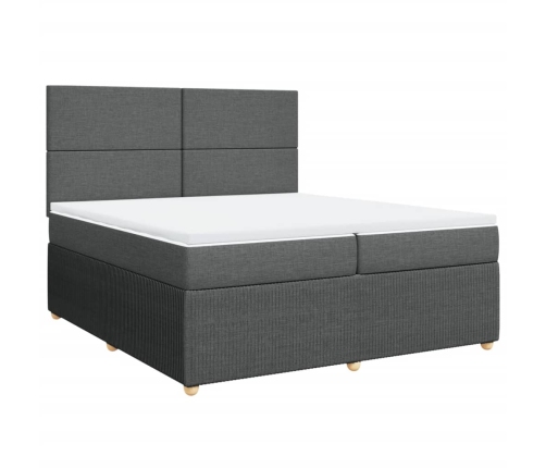 Cama box spring con colchón tela gris oscuro 200x200 cm