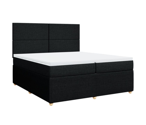 Cama box spring con colchón tela negro 200x200 cm