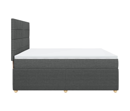 Cama box spring con colchón tela gris oscuro 200x200 cm