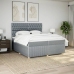 Cama box spring con colchón tela gris claro 200x200 cm